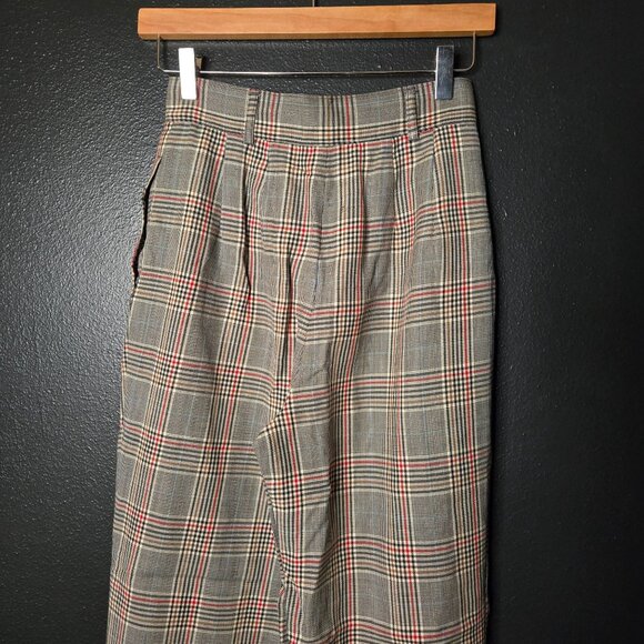 Pendleton Vintage Womens 24 Plaid Wool Trousers Pleated Academia Twee Nerd - Picture 4 of 9